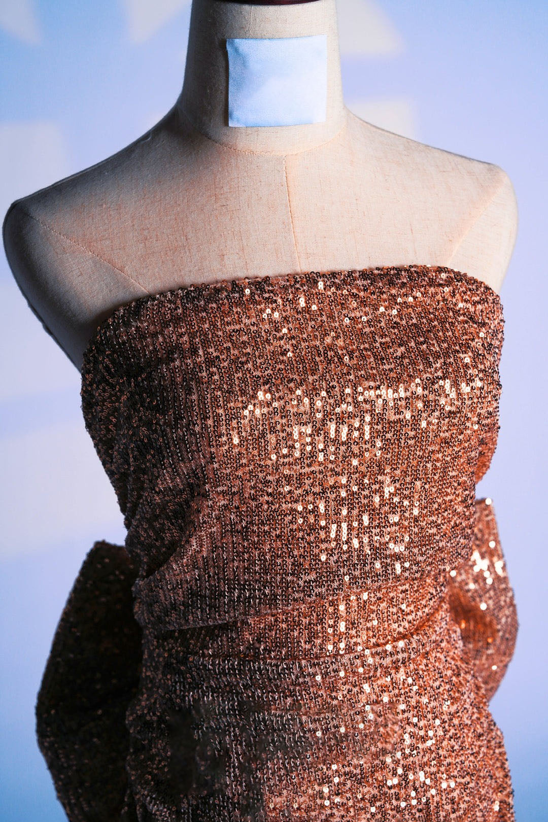 Bandage bow sequin mini dress in gold