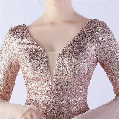 Trimmed Mesh Formal Gown