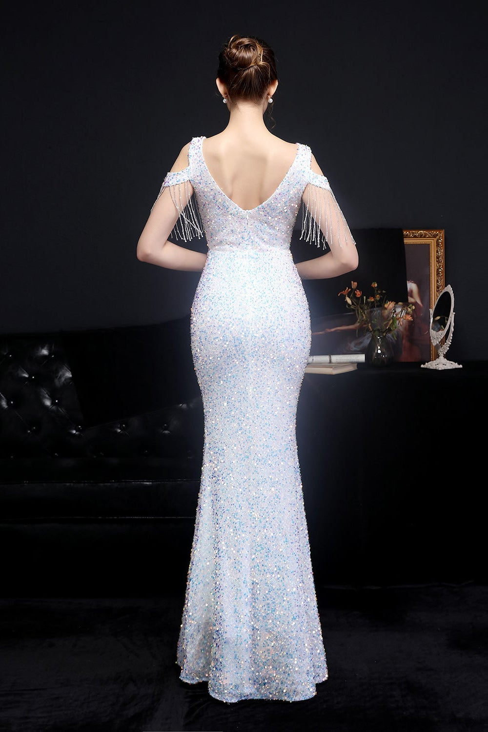 Illusion Beaded Formal Dress