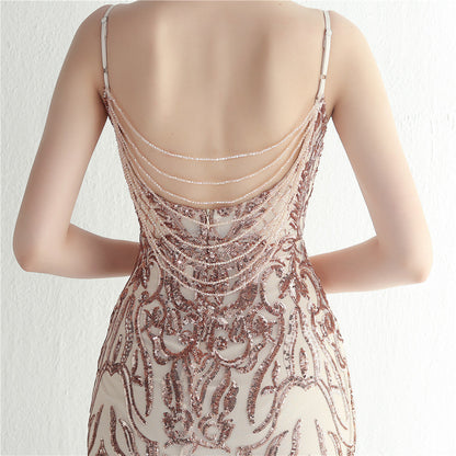 Positioned Floral Beaded Formal Dress