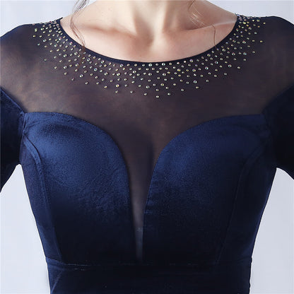 Abito formale in velluto con strass sfumati