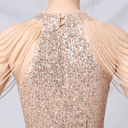 Beaded Hip Wrap Formal Dresses