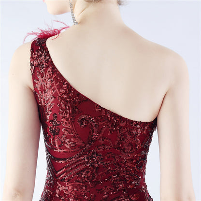 Mesh Sequined Formal Dress