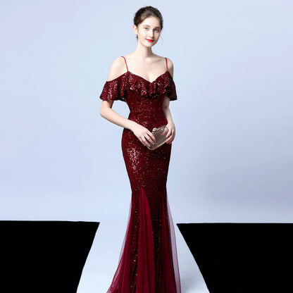 Silk Thread Fringe Beaded Formal Dresses