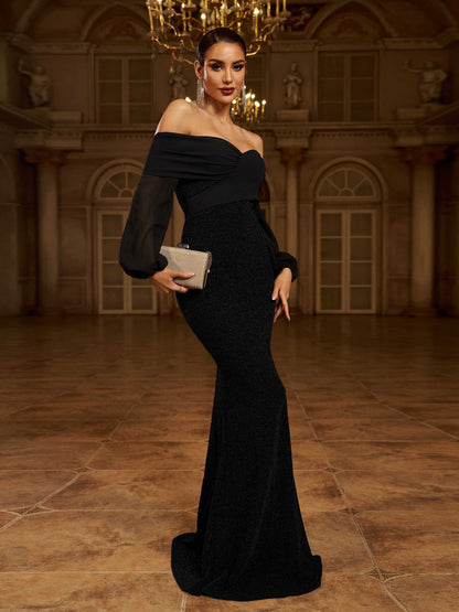 Strapless Mermaid Off Shoulder Maxi Dress