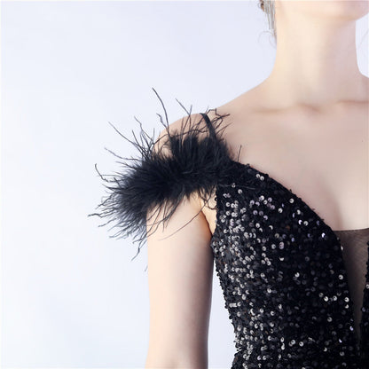 Abito formale in paillettes ad alta densità di pelo di cammello 