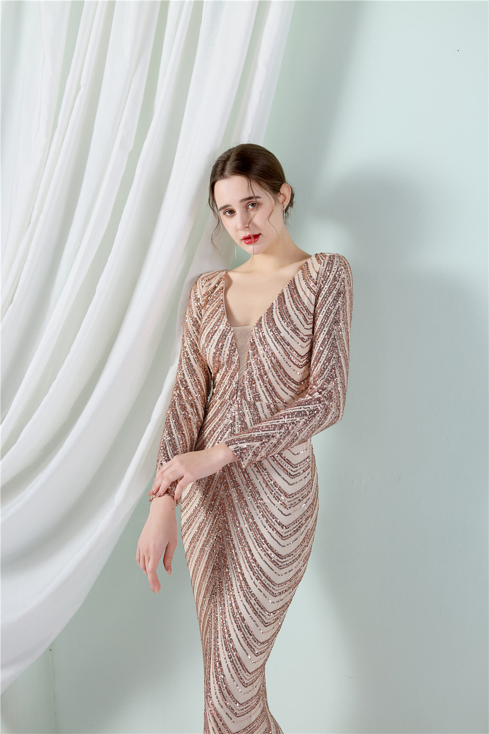 Sequined Fishtail Formal Dress