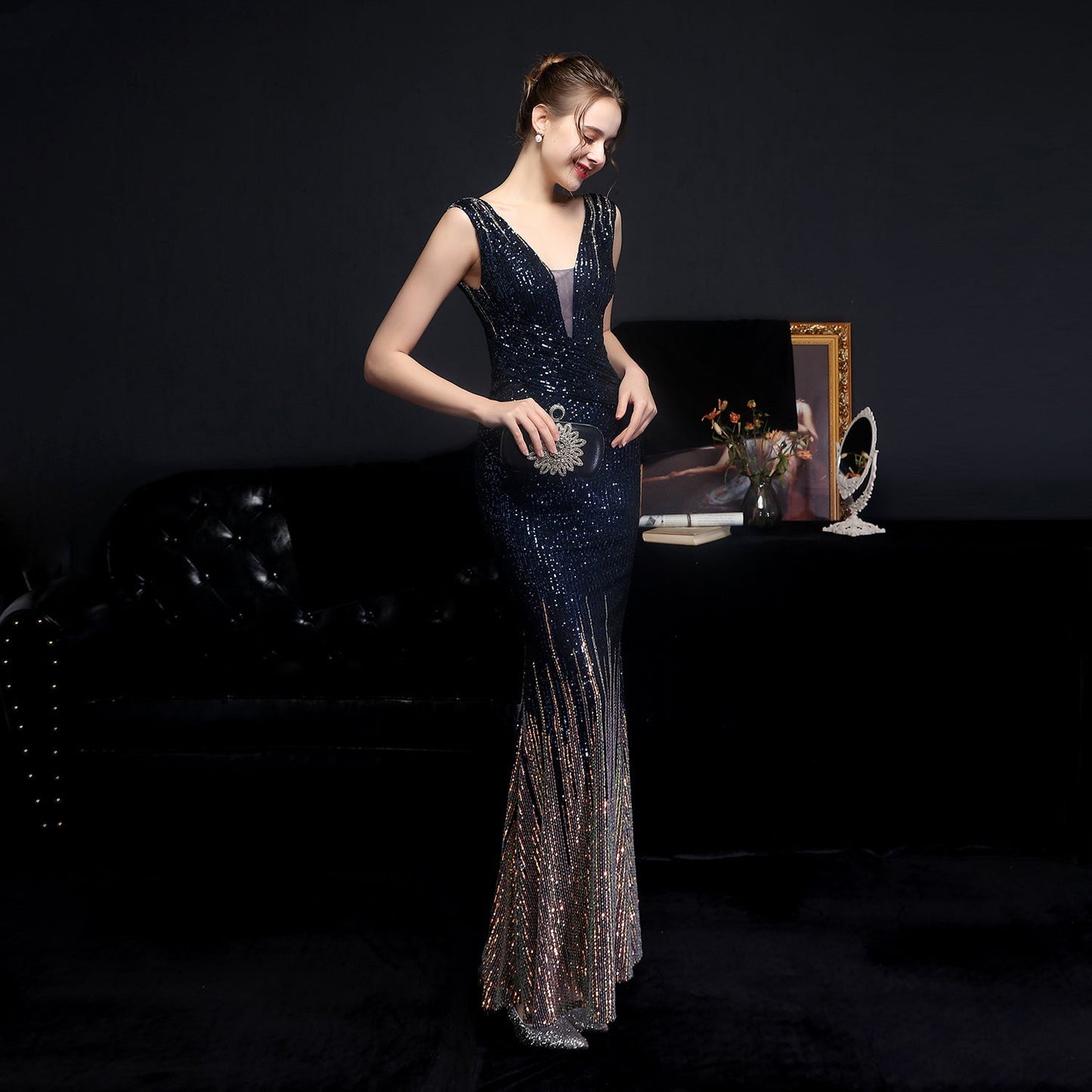 Sleeveless Sequin Formal Dress