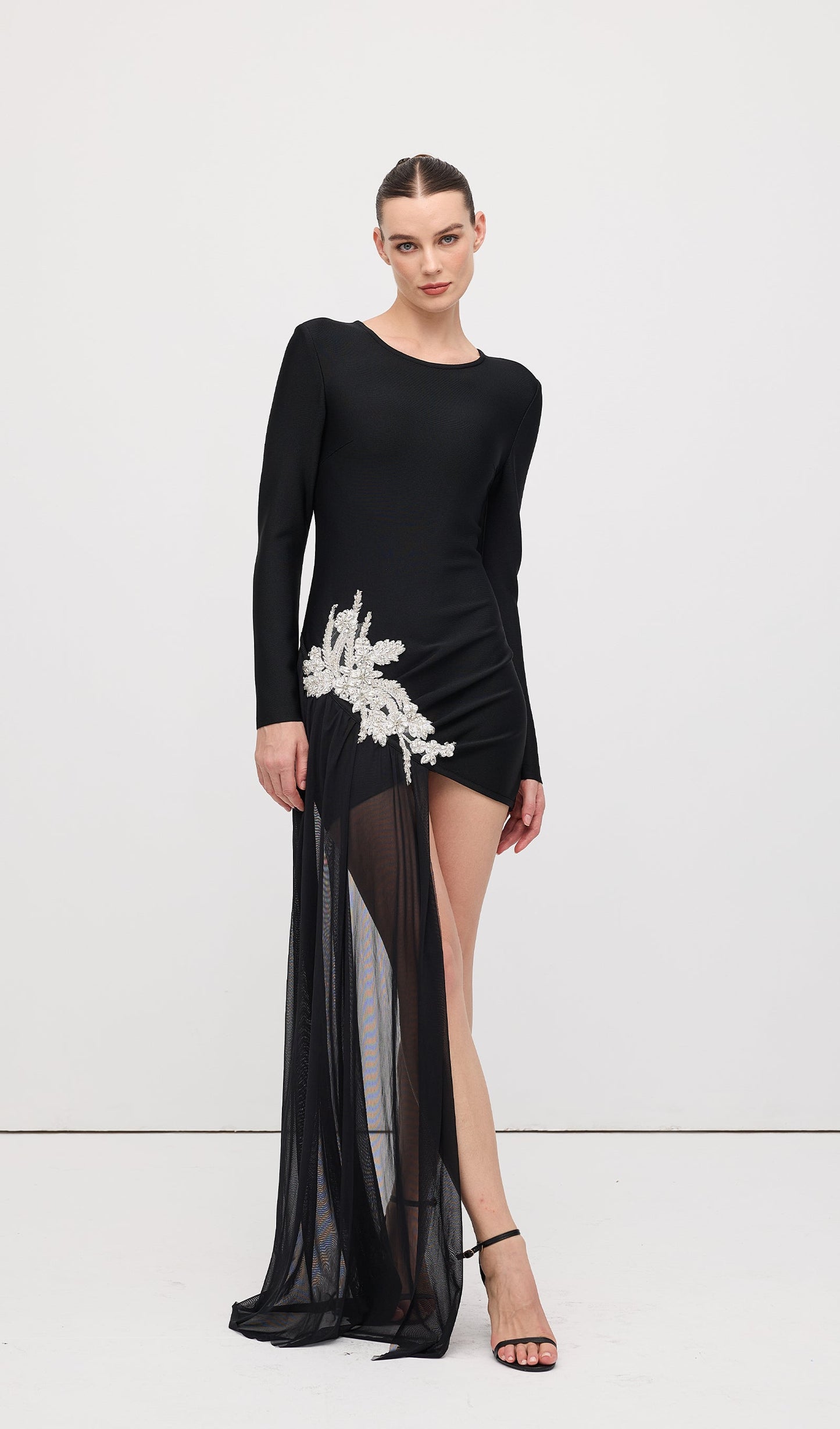 rebecca black Asymmetrical With rhinestone Embellishments Mini Dress