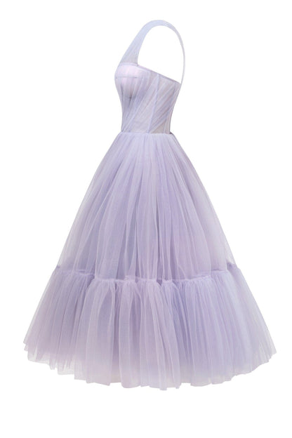Lavender One-Shoulder Cocktail Tulle Dress