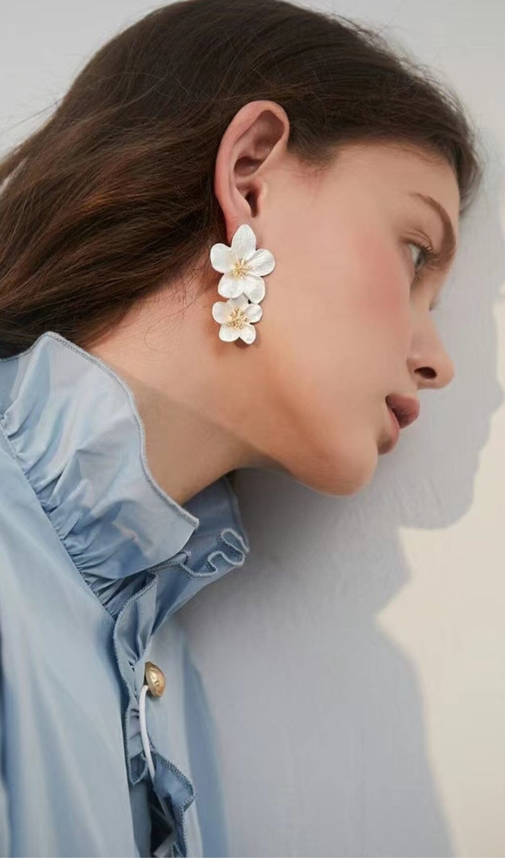 METAL DOUBLE FLOWER EARRINGS