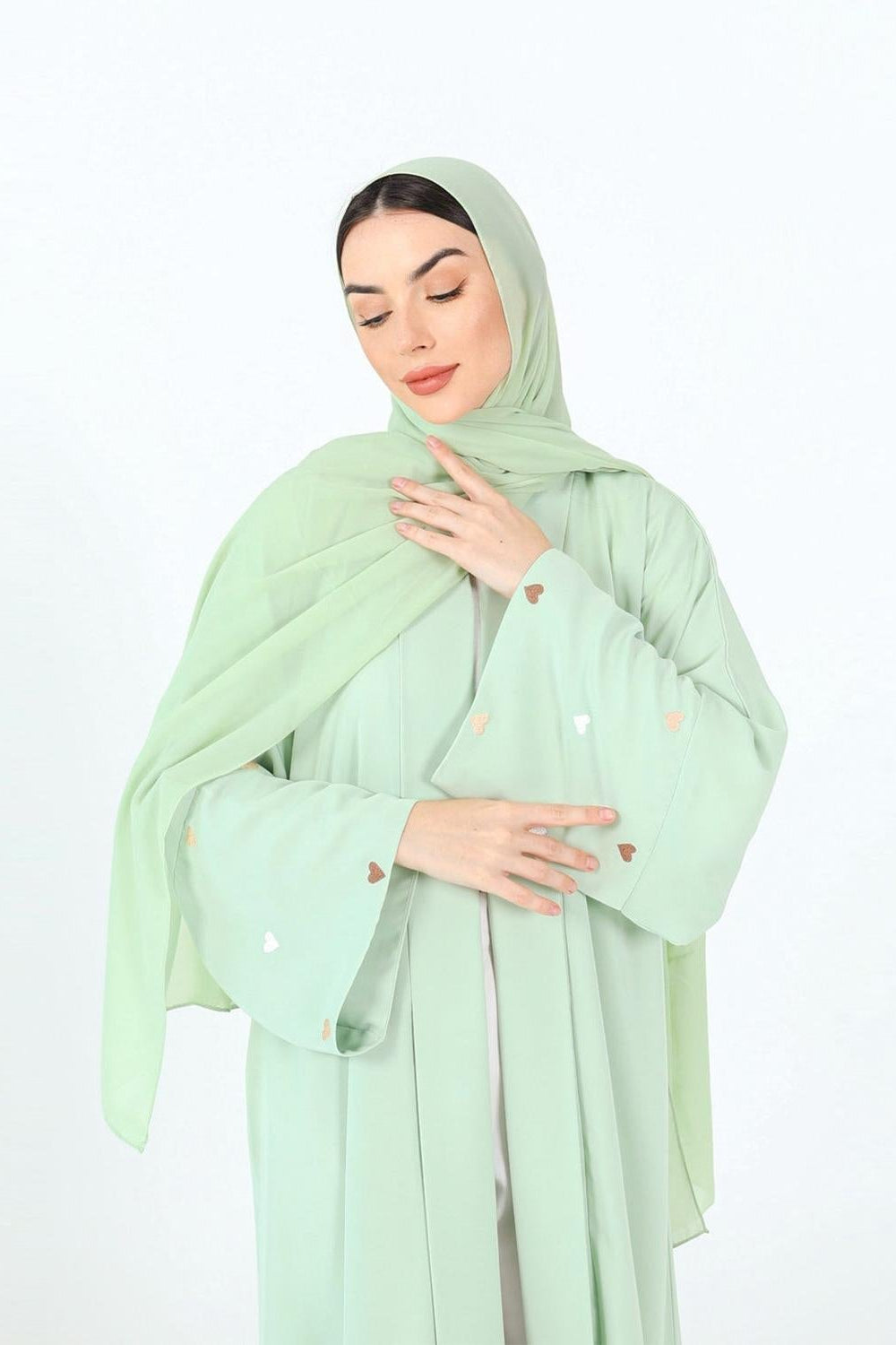 Macaroon Color Summer Thin Sleeve Heart Embroidered Robe Cardigan