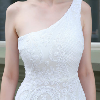 One Shoulder Beaded Formal Dress