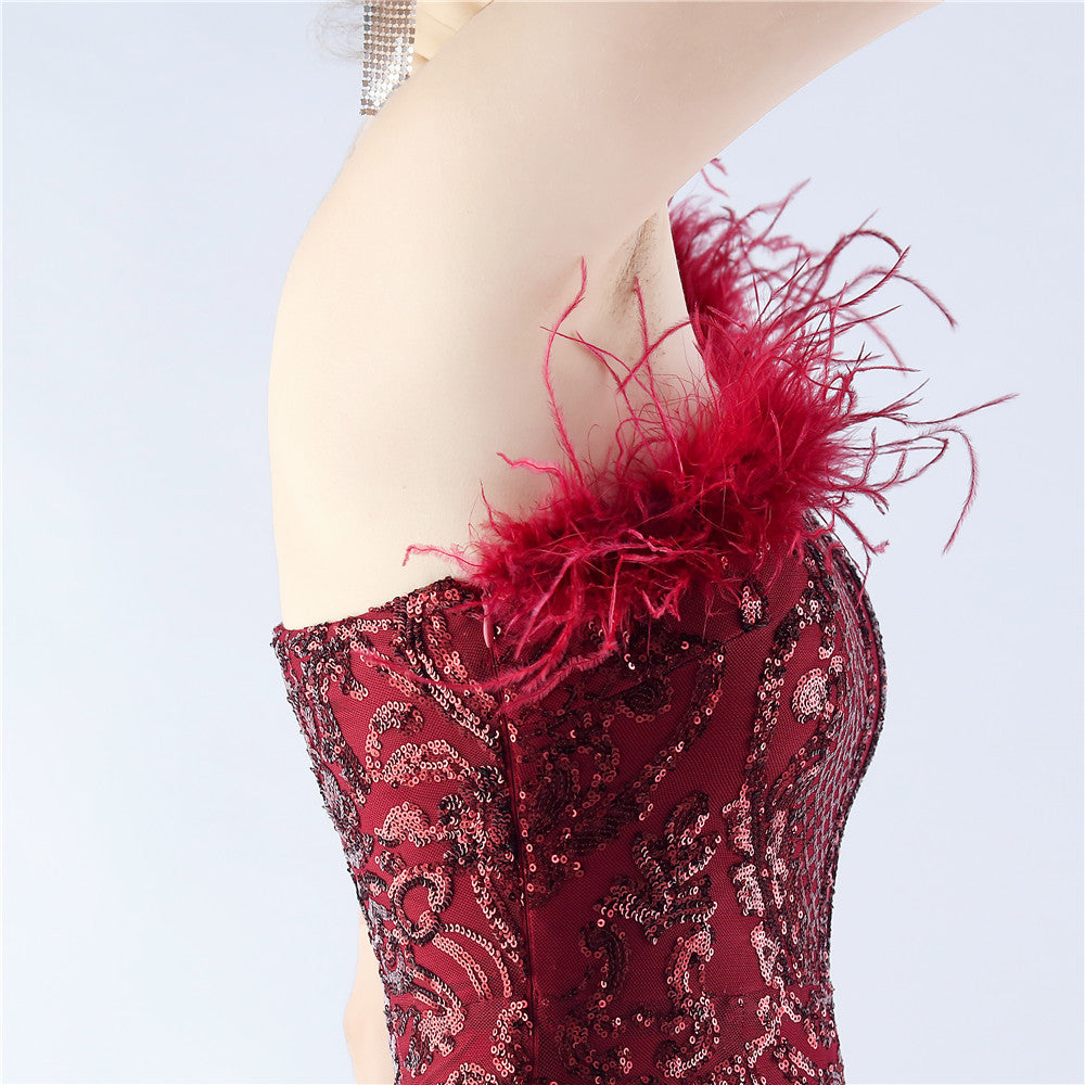Mesh Sequined Formal Dress