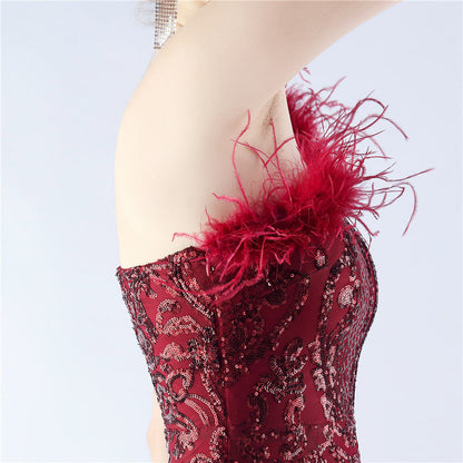 Mesh Sequined Formal Dress