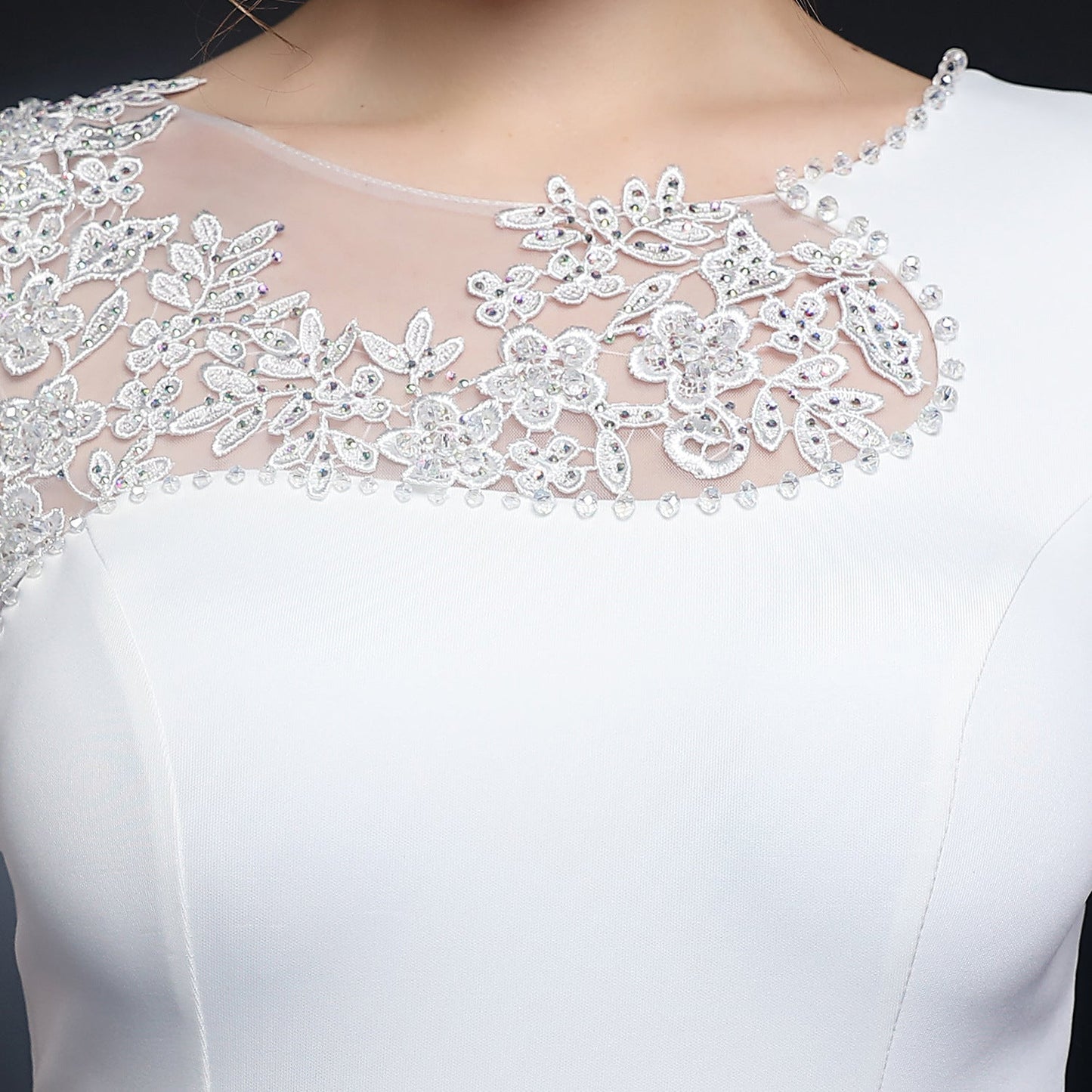 Lace Rhinestone Formal Dress