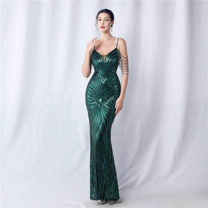 Beaded Halter Formal Dress