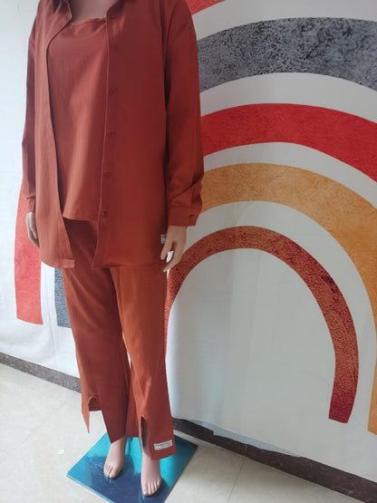 3pcs Set Long Sleeved Shirt Vest and Pants