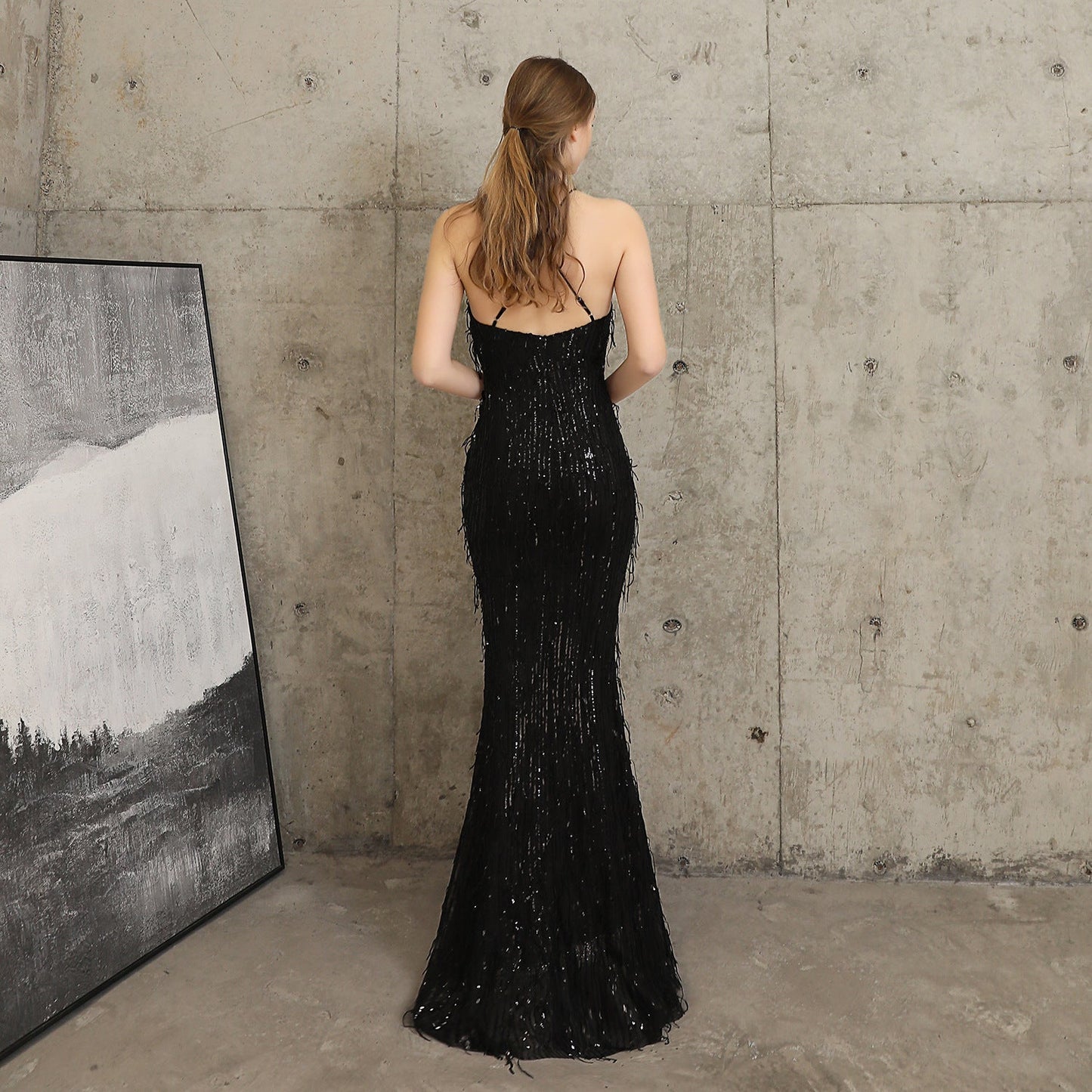 Silk Thread Fringe Beaded Formal Dresses