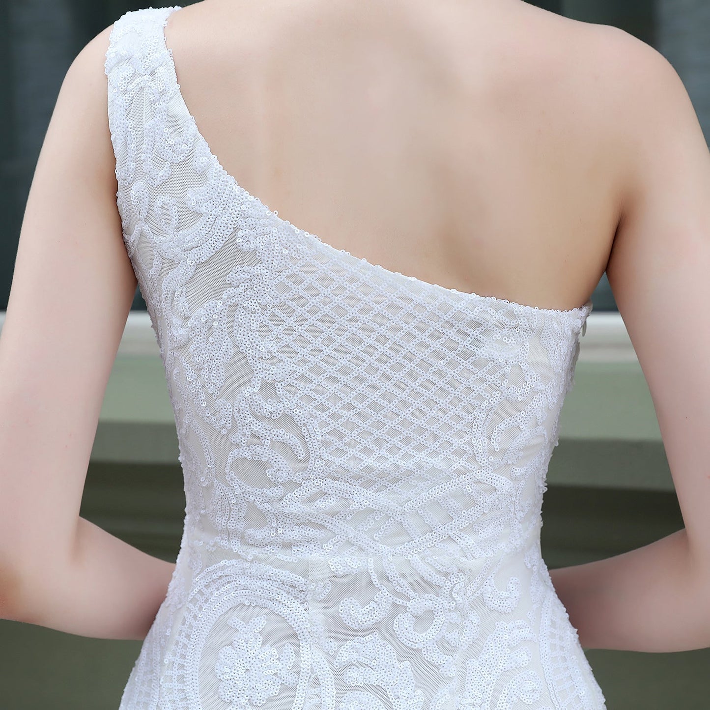 One Shoulder Beaded Formal Dress