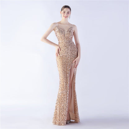 Azura Long Spaghetti Strap Evening Formal Gown