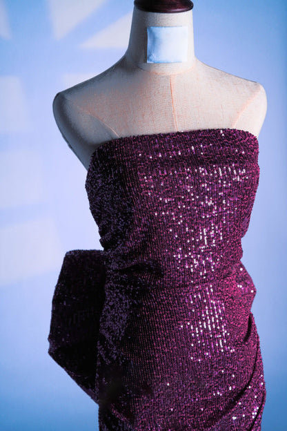 Bandage bow sequin mini dress in purple