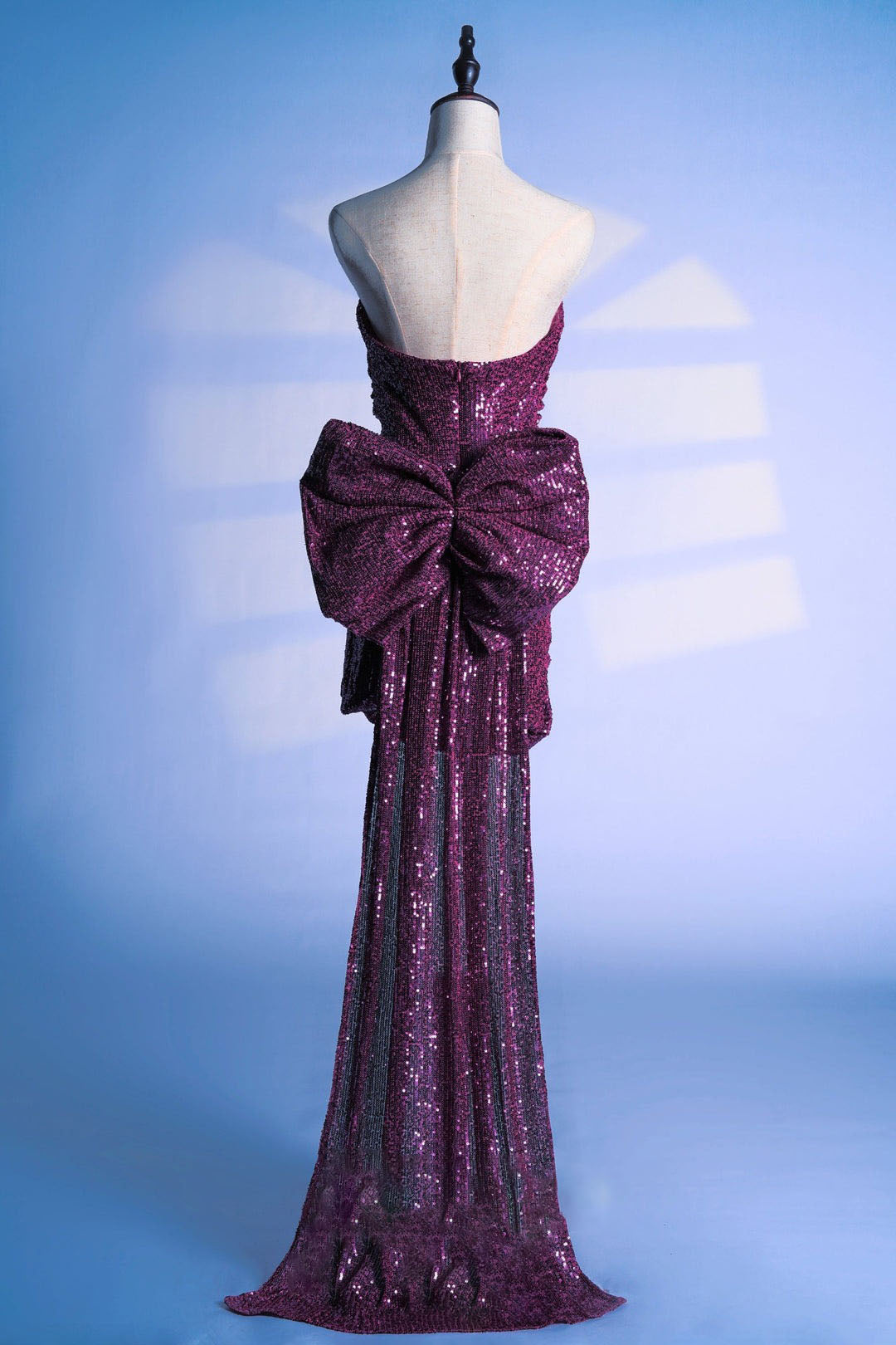 Bandage bow sequin mini dress in purple