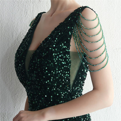 Backed Beaded Formal Dress