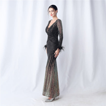 Ostrich Gradient Formal Dress