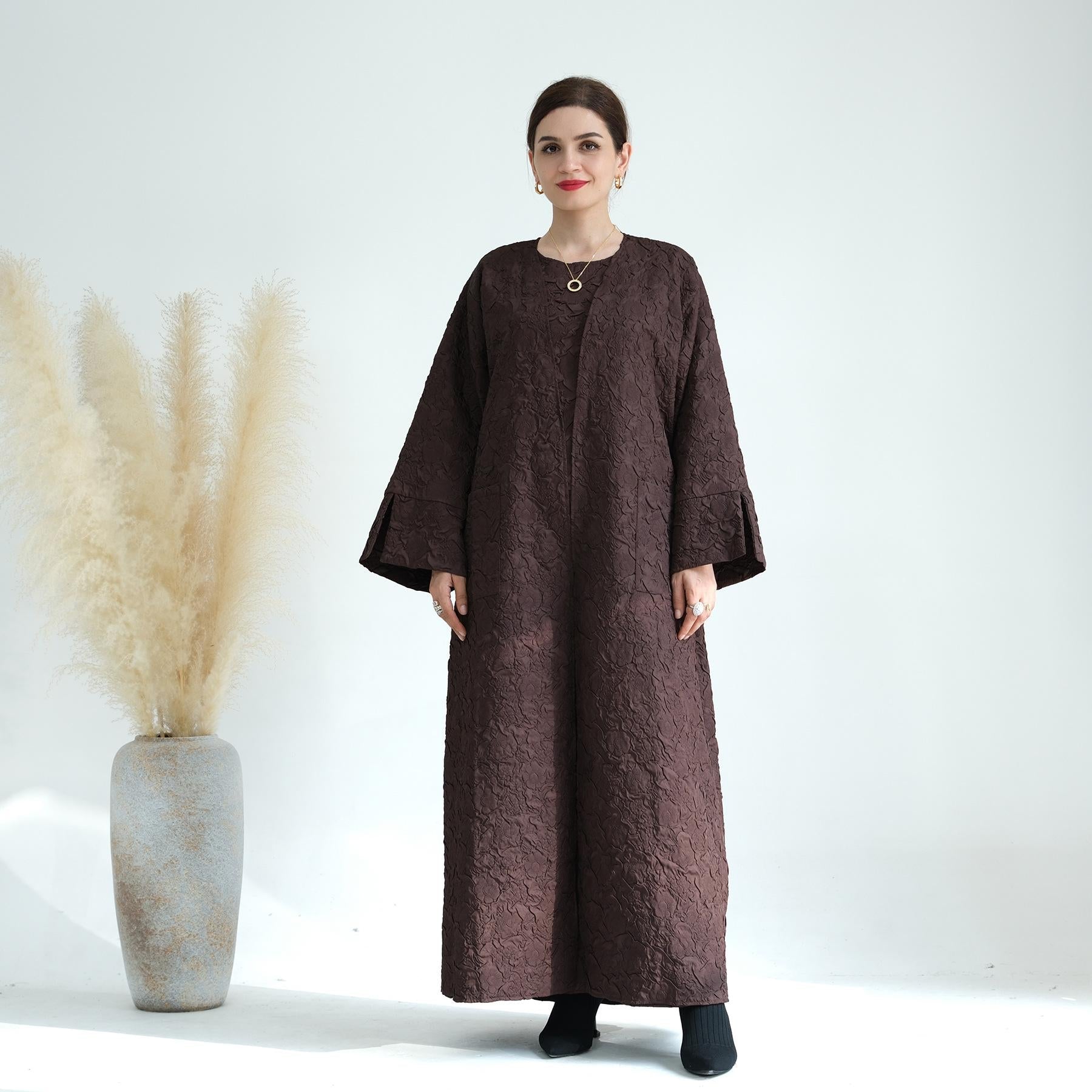 Cardigan with Vest Dress Abaya Robe