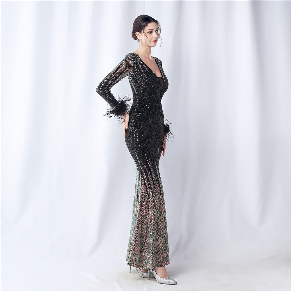 Ostrich Gradient Formal Dress