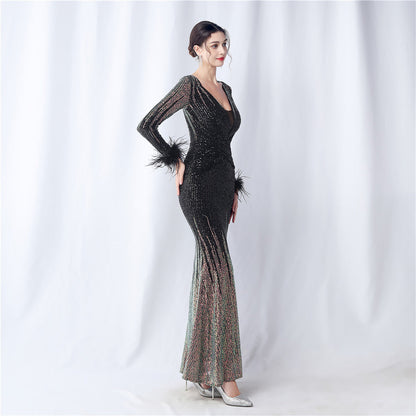 Ostrich Gradient Formal Dress