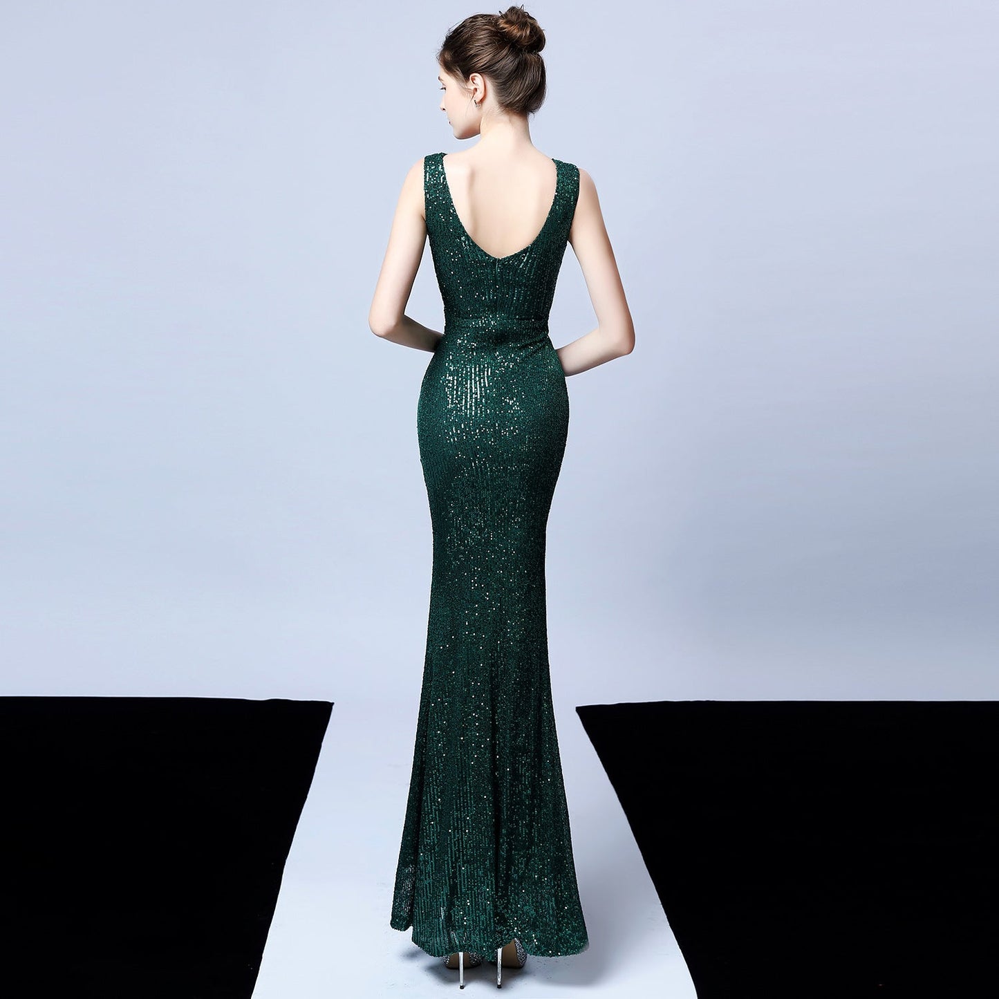 Long Sleeveless Sequin Formal Dress