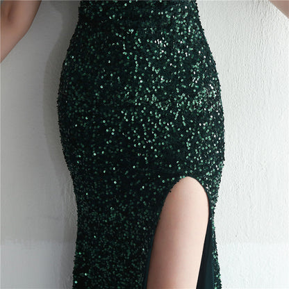 Backed Beaded Formal Dress