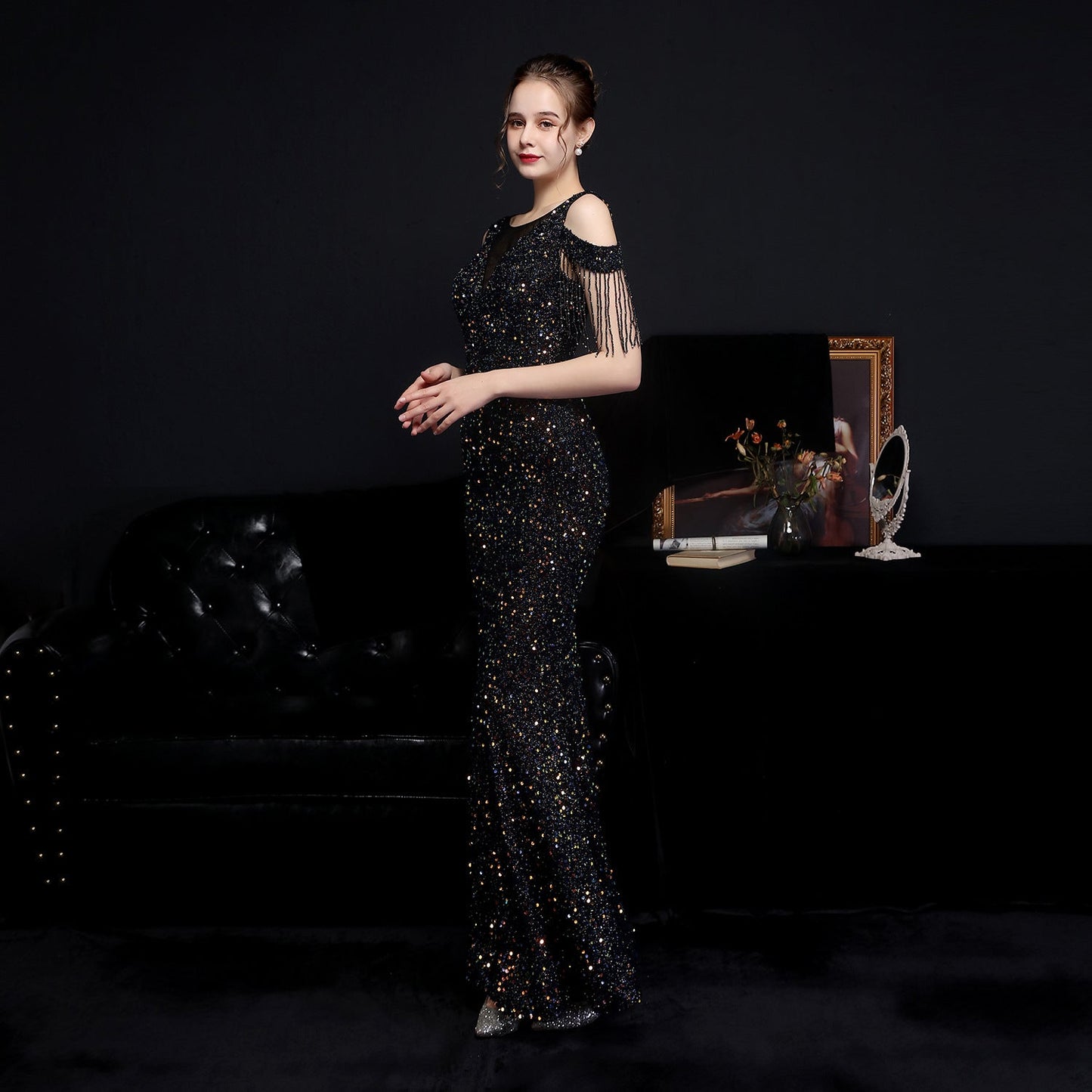 Illusion Beaded Formal Dress