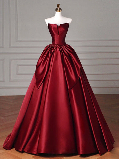 Satin Burgundy Prom Dress