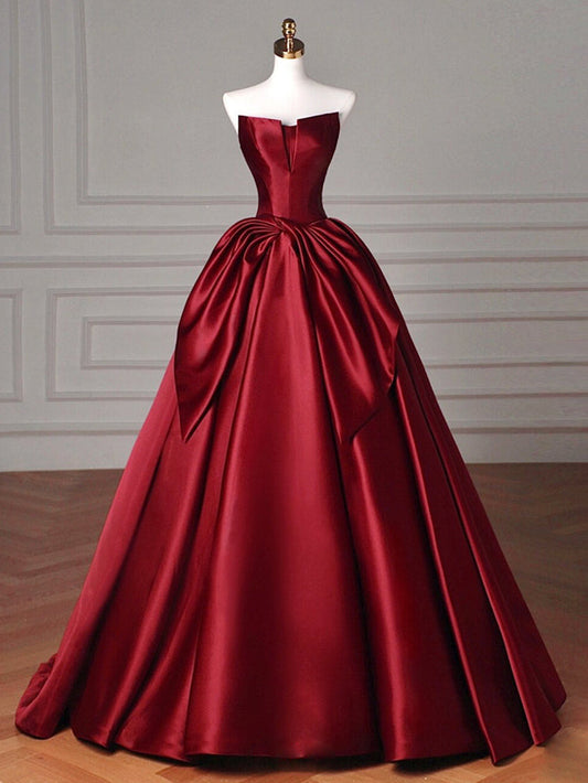 Satin Burgundy Prom Dress