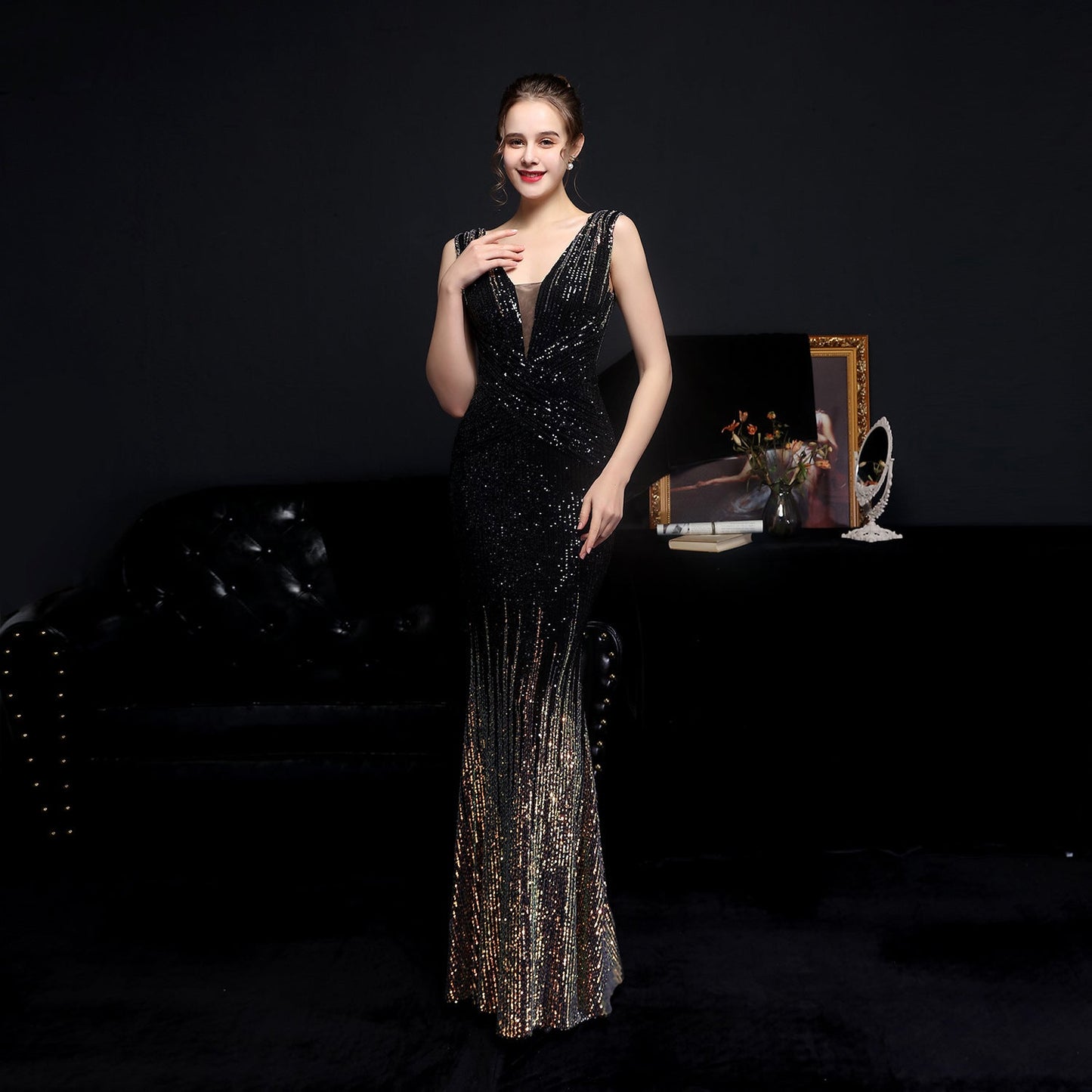 Sleeveless Sequin Formal Dress