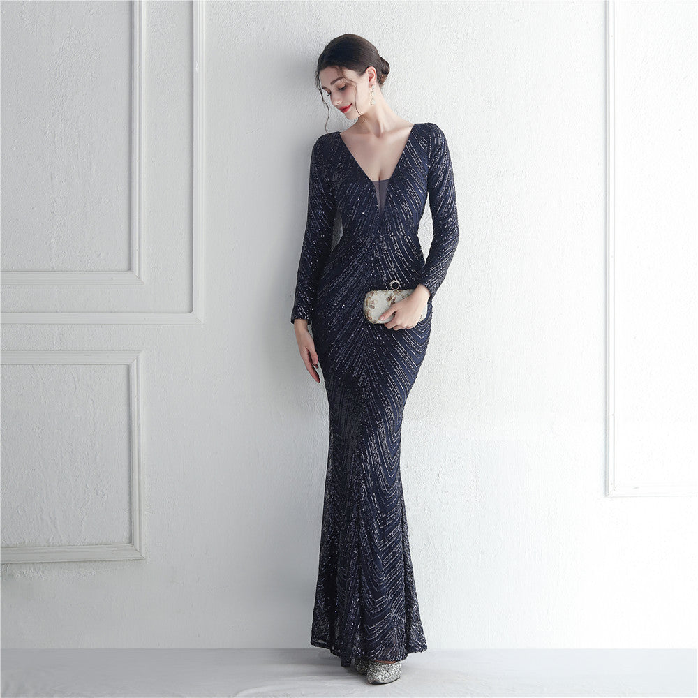 Sequined Fishtail Formal Dress