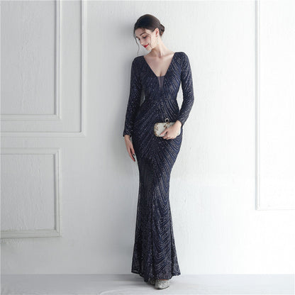 Sequined Fishtail Formal Dress