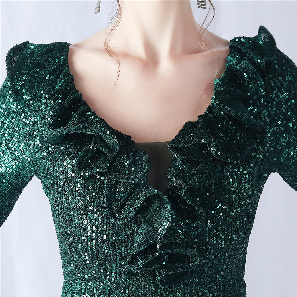 Ostrich Wave Beaded Formal Dress