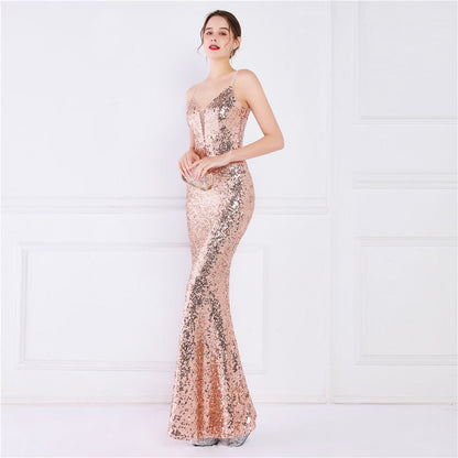 Beaded Position Flower Formal Dress