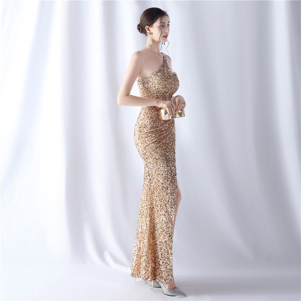 Abito formale con perline e retro in velluto 