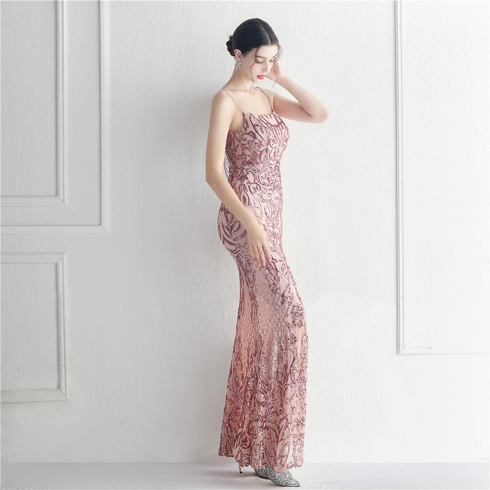 Positioned Floral Beaded Formal Dress