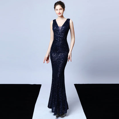 Long Sleeveless Sequin Formal Dress