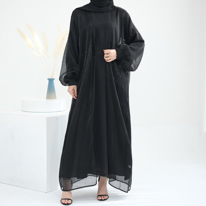3 Pcs Set Cardigan+Inner Dress+Hijab
