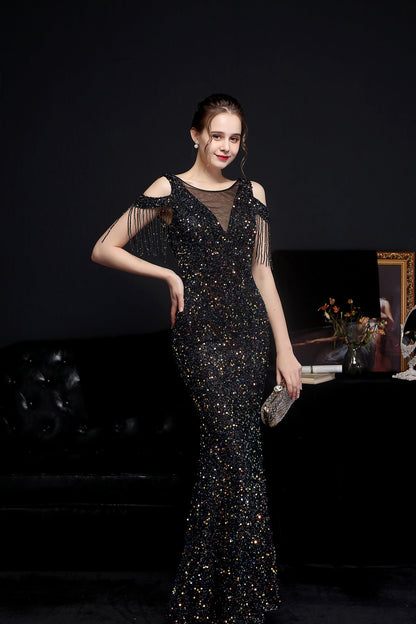 Illusion Beaded Formal Dress