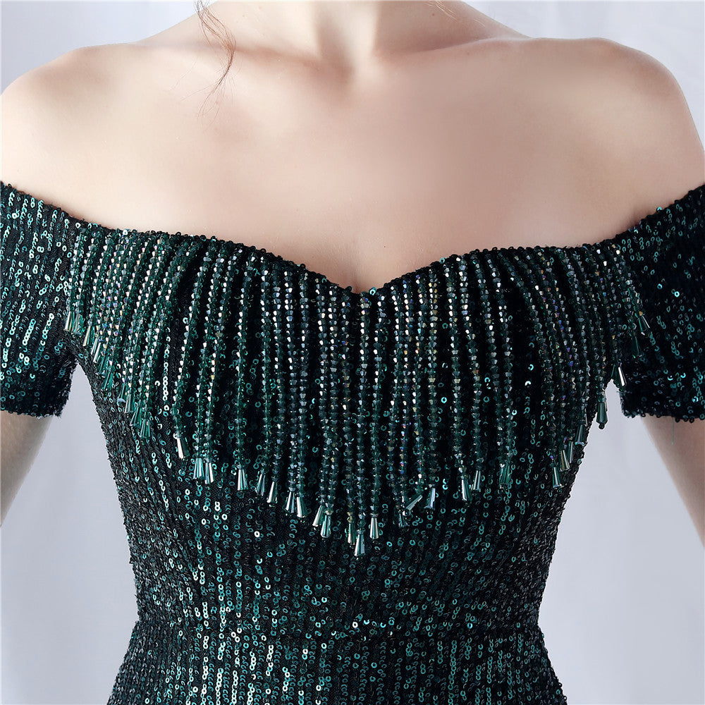 Gradient Beaded Formal Dress