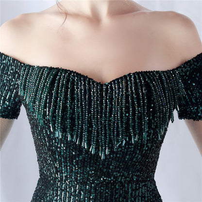 Gradient Beaded Formal Dress