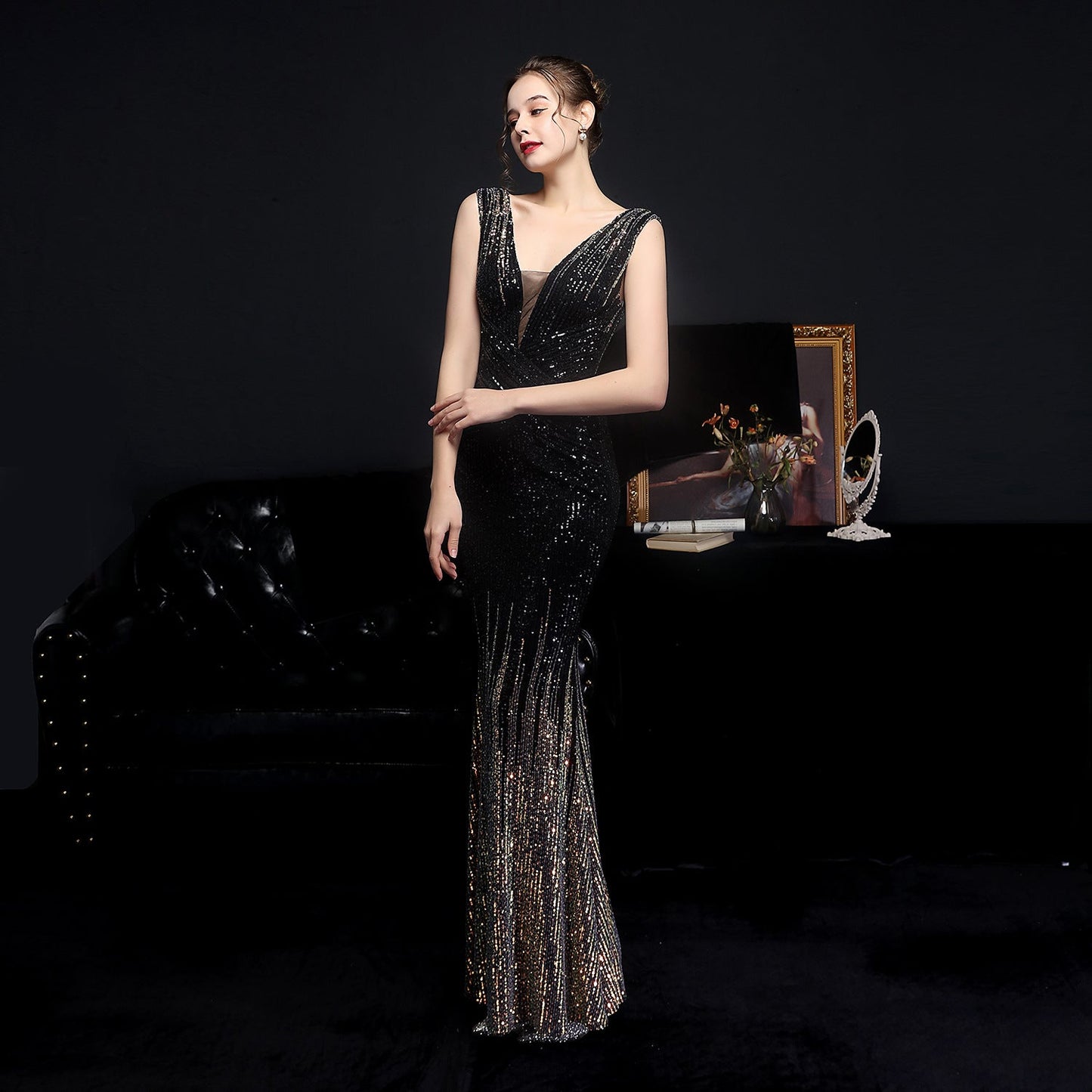 Sleeveless Sequin Formal Dress